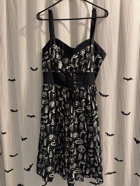 Black Animal Anatomy Retro Swing Dress Corset-Style Sundress
